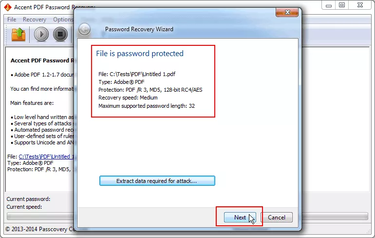 Accent PDF Password Recovery